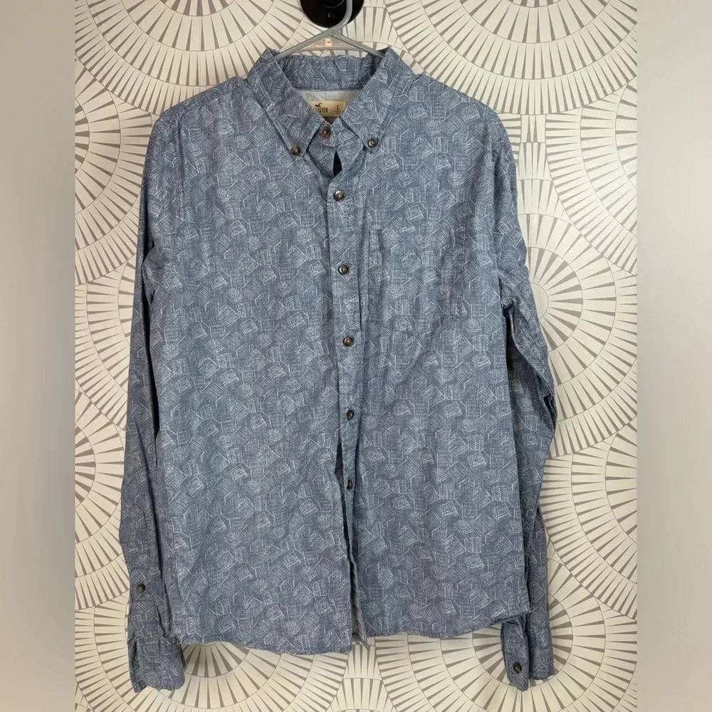 Hollister Men’s Long Sleeve Casual Button Up Shirt Large